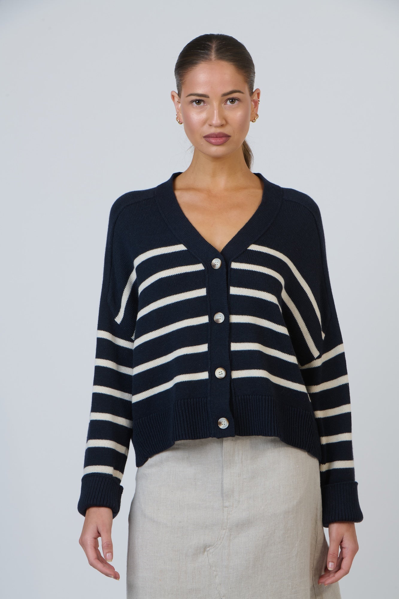 Striped Cardigan - Ink Mix