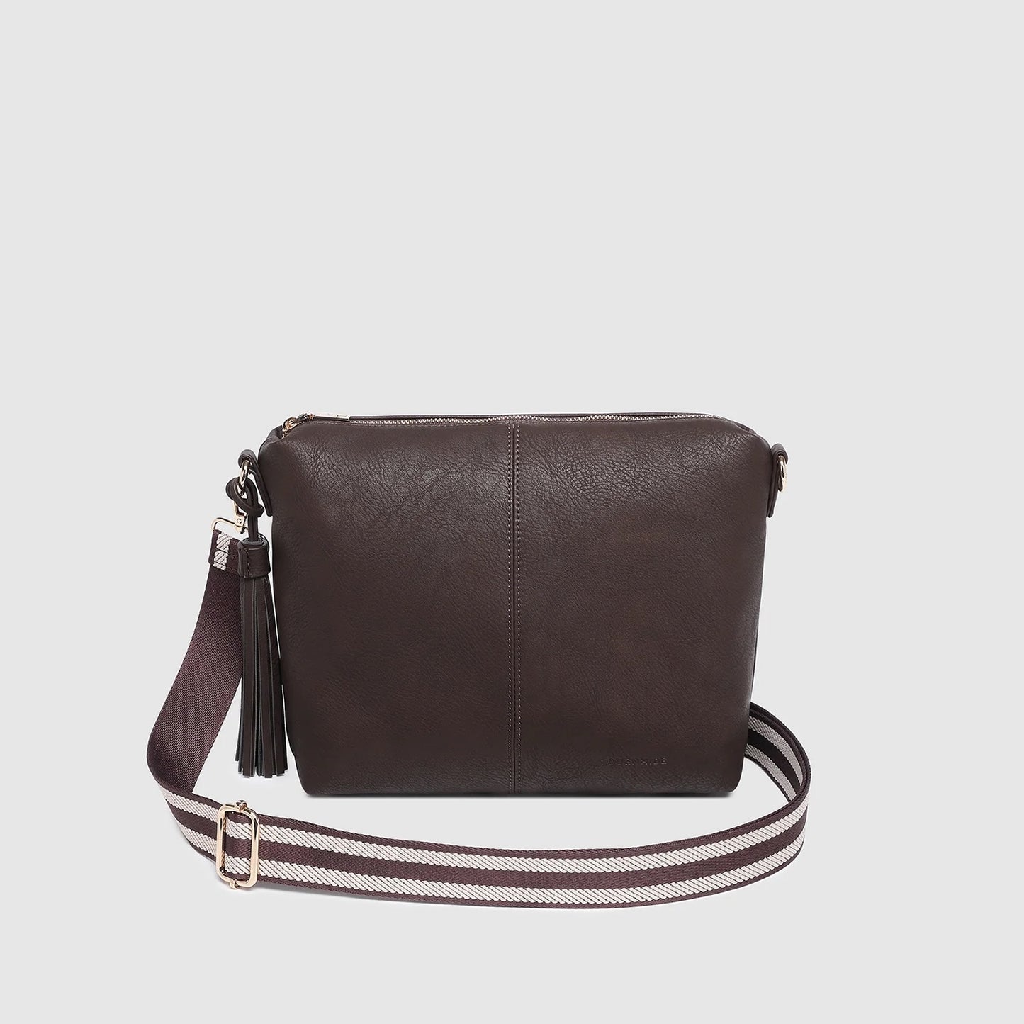 Daisy Stripe Crossbody Bag - Chocolate