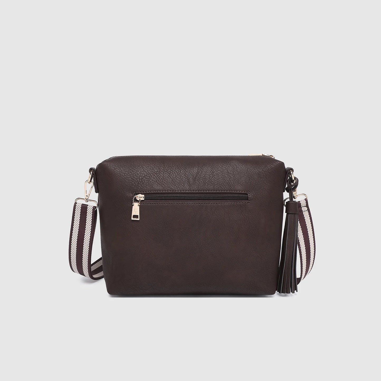Daisy Stripe Crossbody Bag - Chocolate