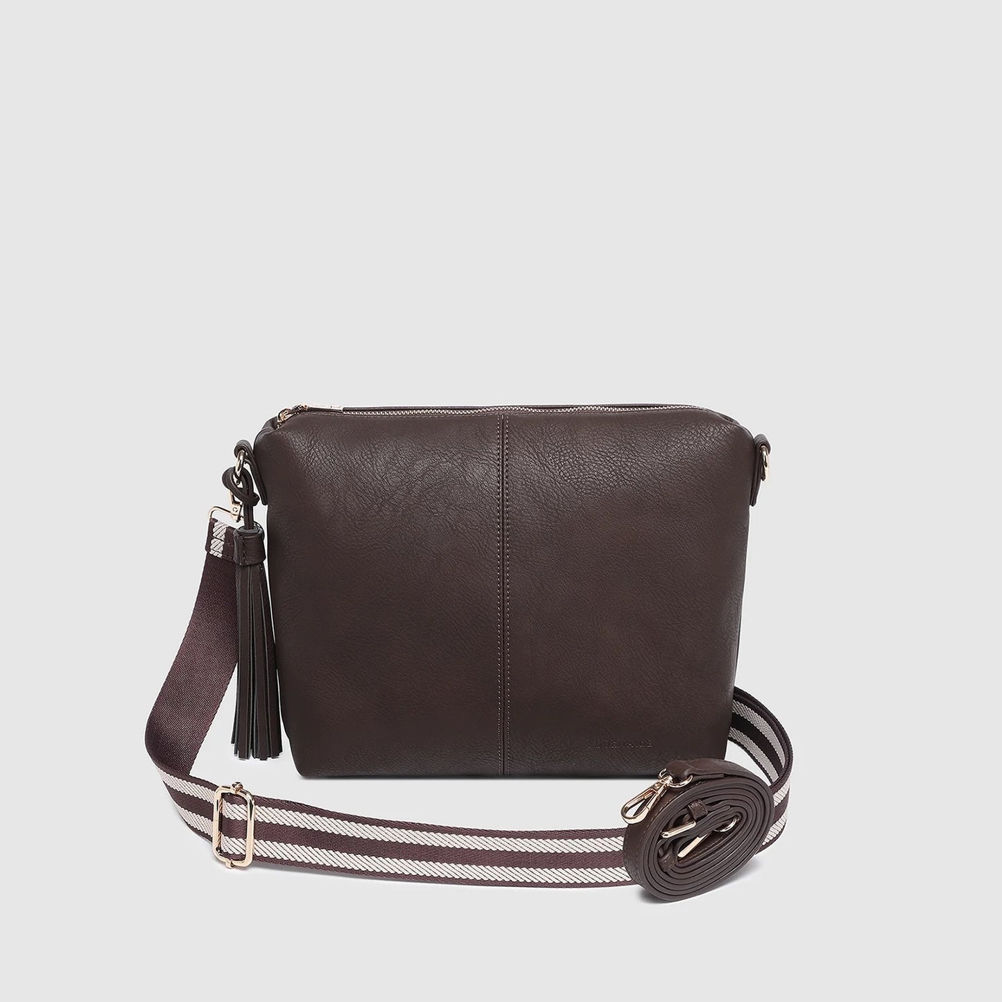 Daisy Stripe Crossbody Bag - Chocolate