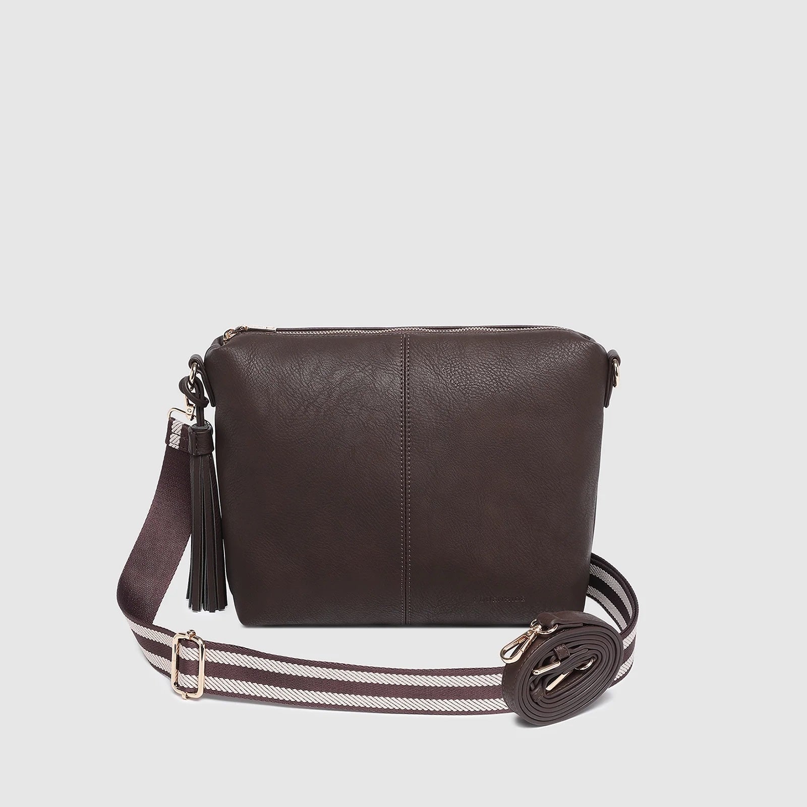 Daisy Stripe Crossbody Bag - Chocolate