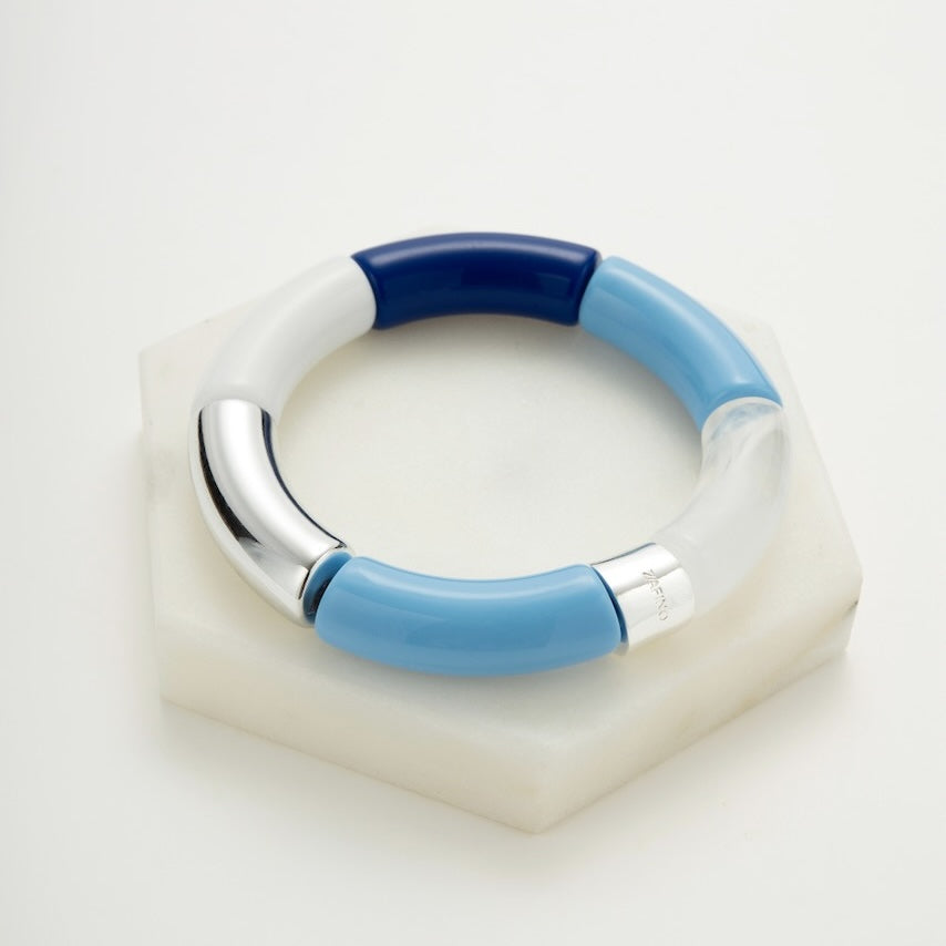 Tube Bangle - Blue/Silver