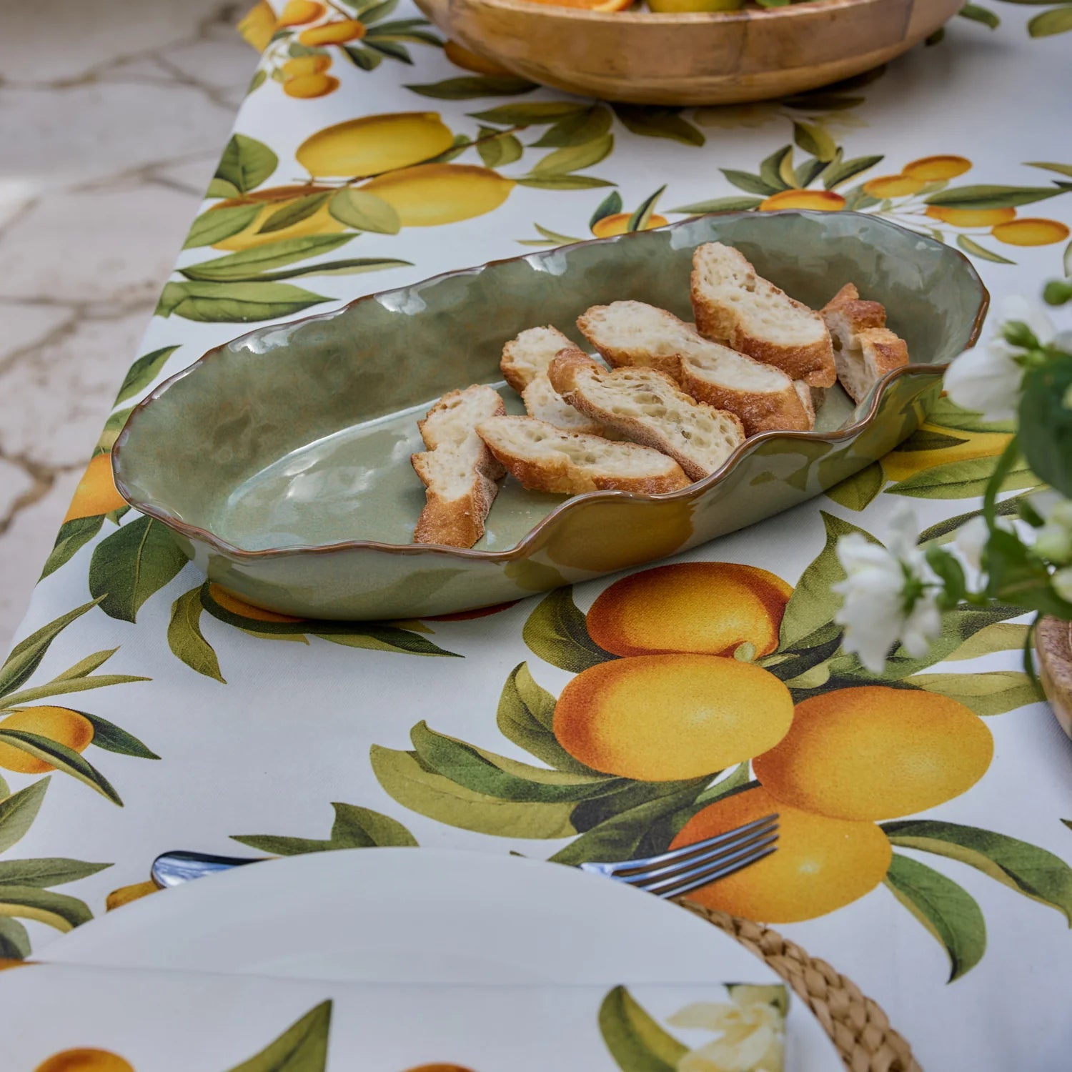 Marseille Oval Dish - Wavy Green