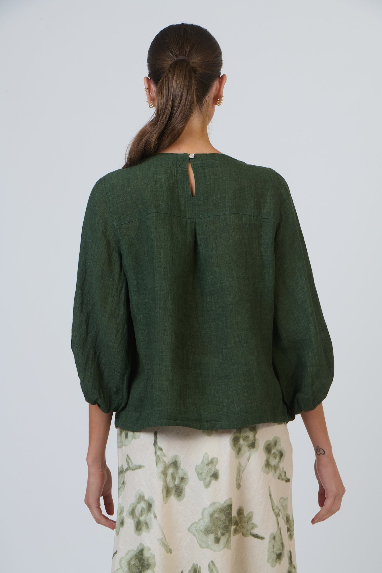 Balloon Sleeve Linen Blouse - Myrtle