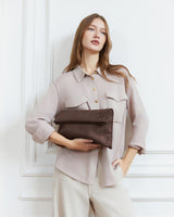 Luka Suedette Clutch - Chocolate