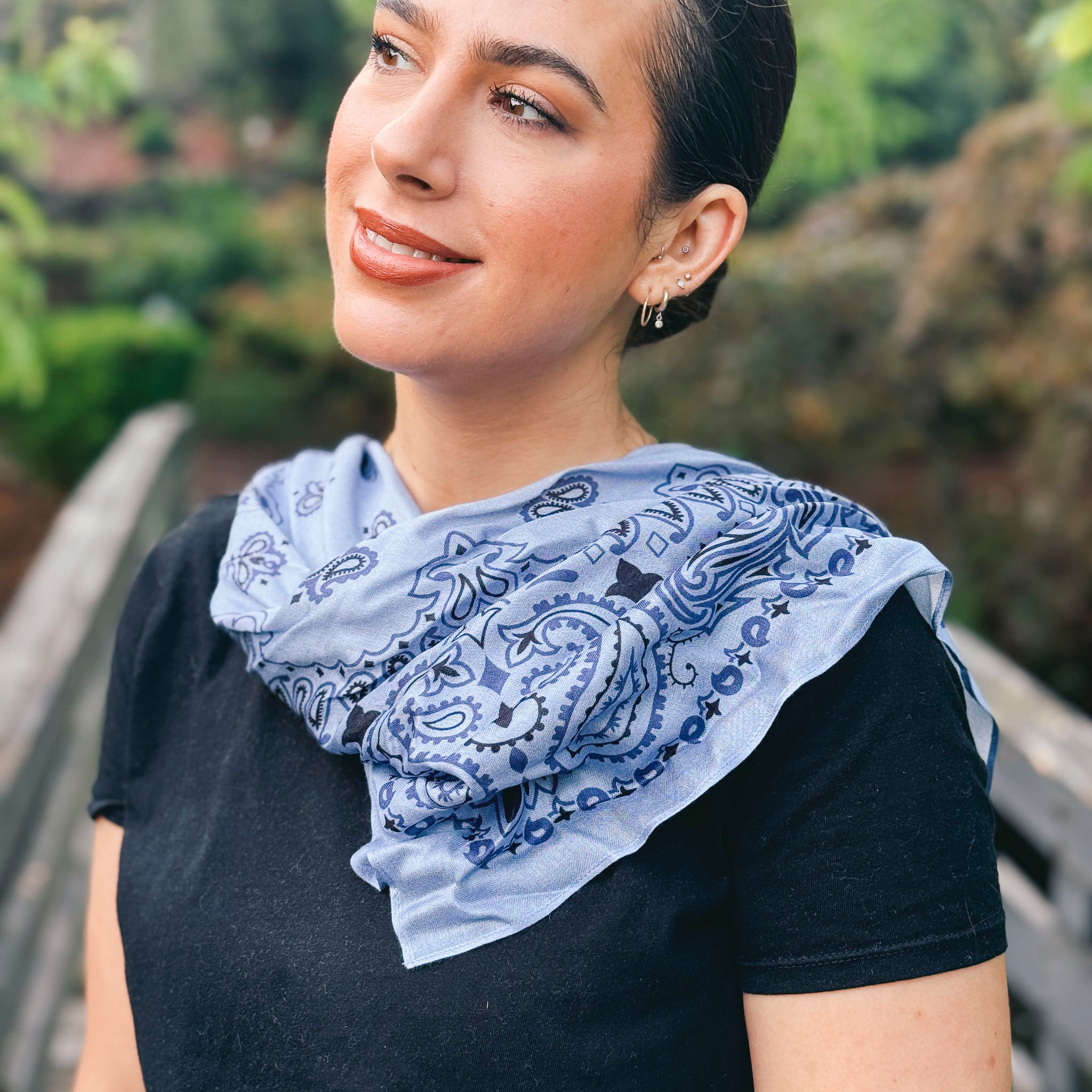 Silk Scarf - Paisley Blue