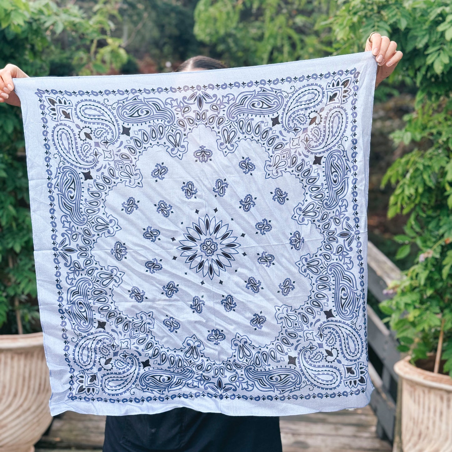 Silk Scarf - Paisley Blue
