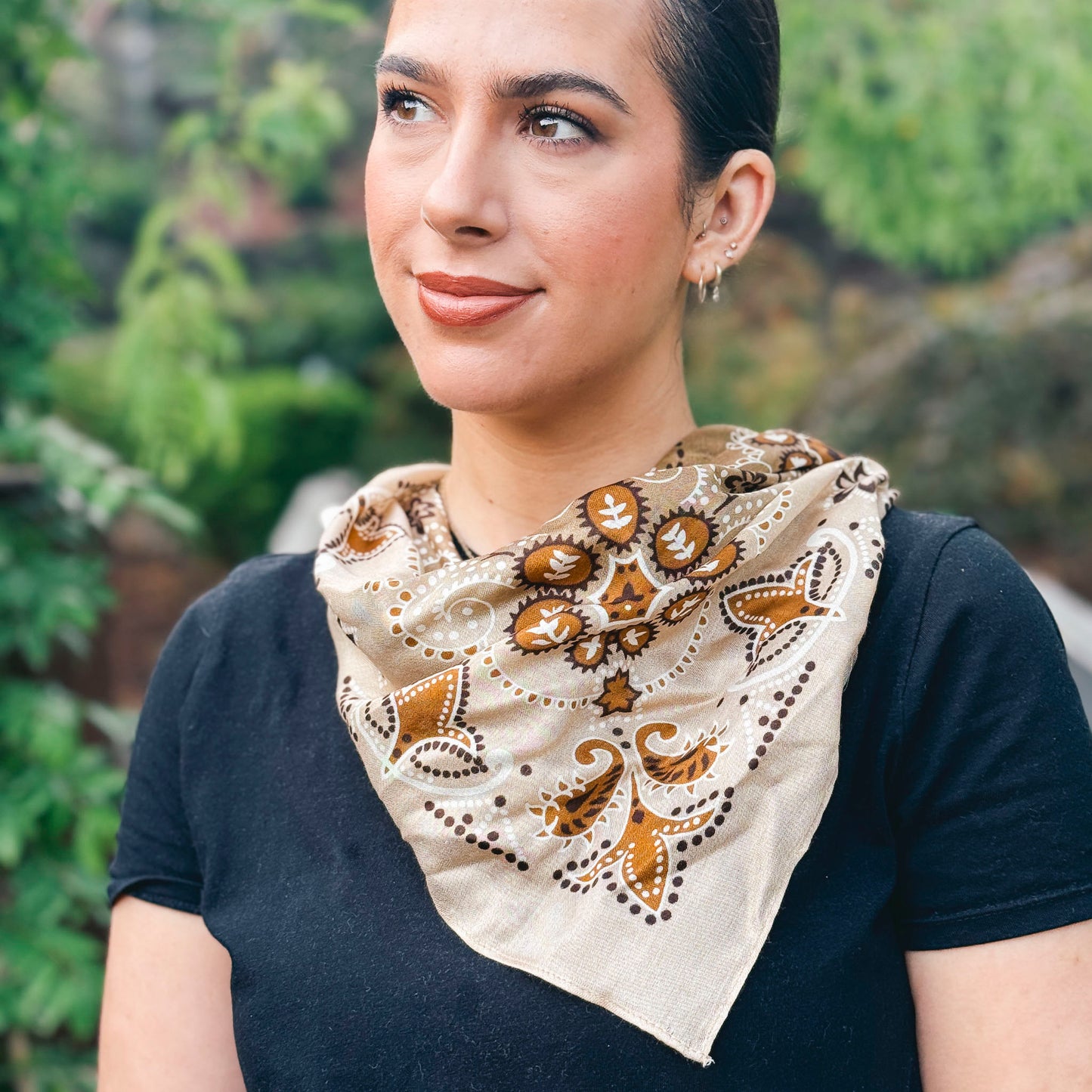 Silk Scarf - Paisley Coffee