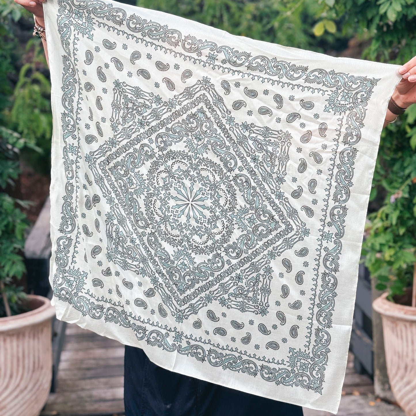 Silk Scarf - Paisley Green