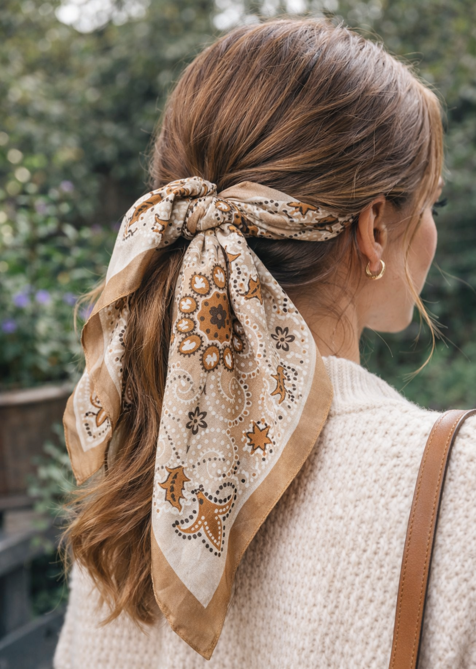 Silk Scarf - Paisley Coffee