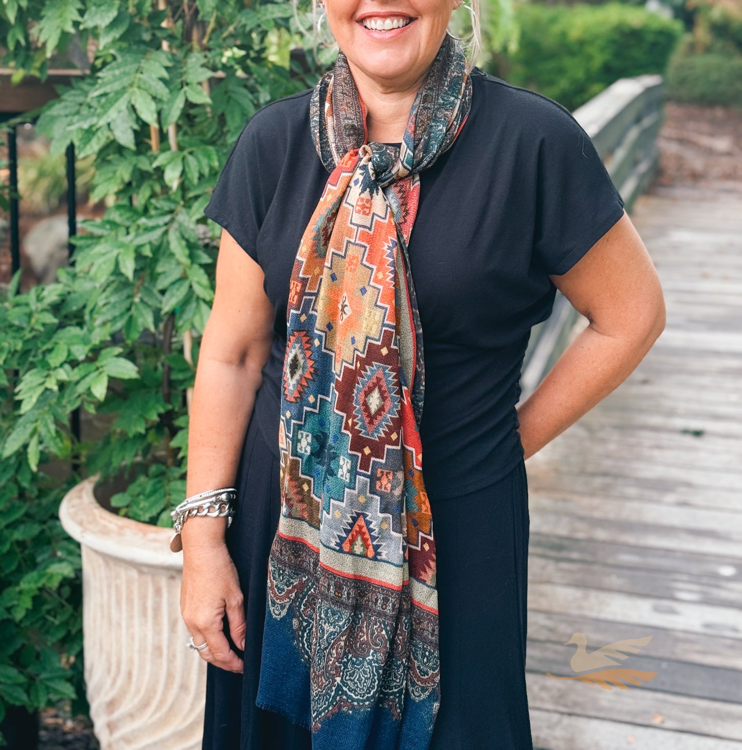 Merino Wool Scarf - Aztec