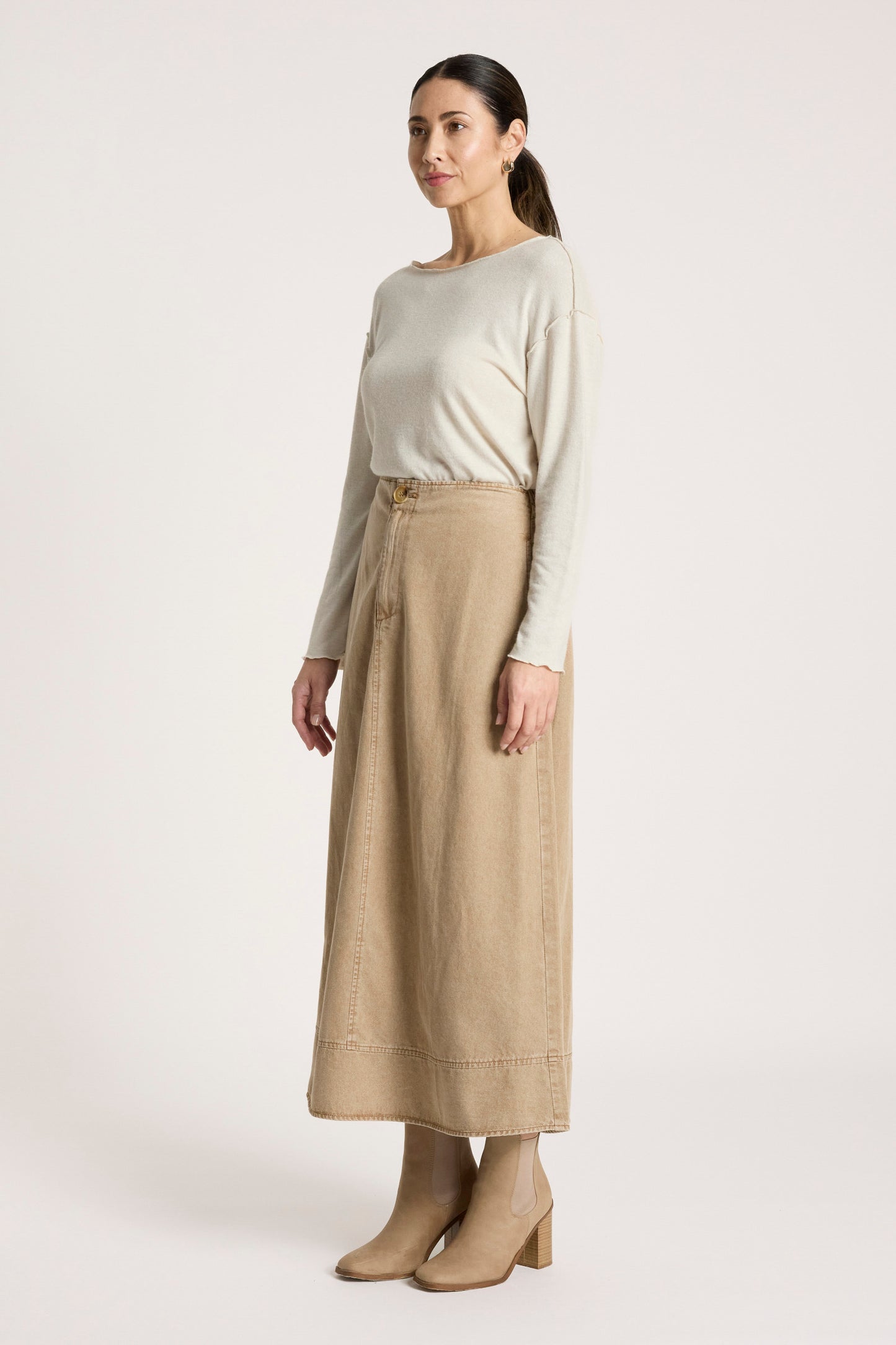 Bodhi Denim Skirt - Fawn