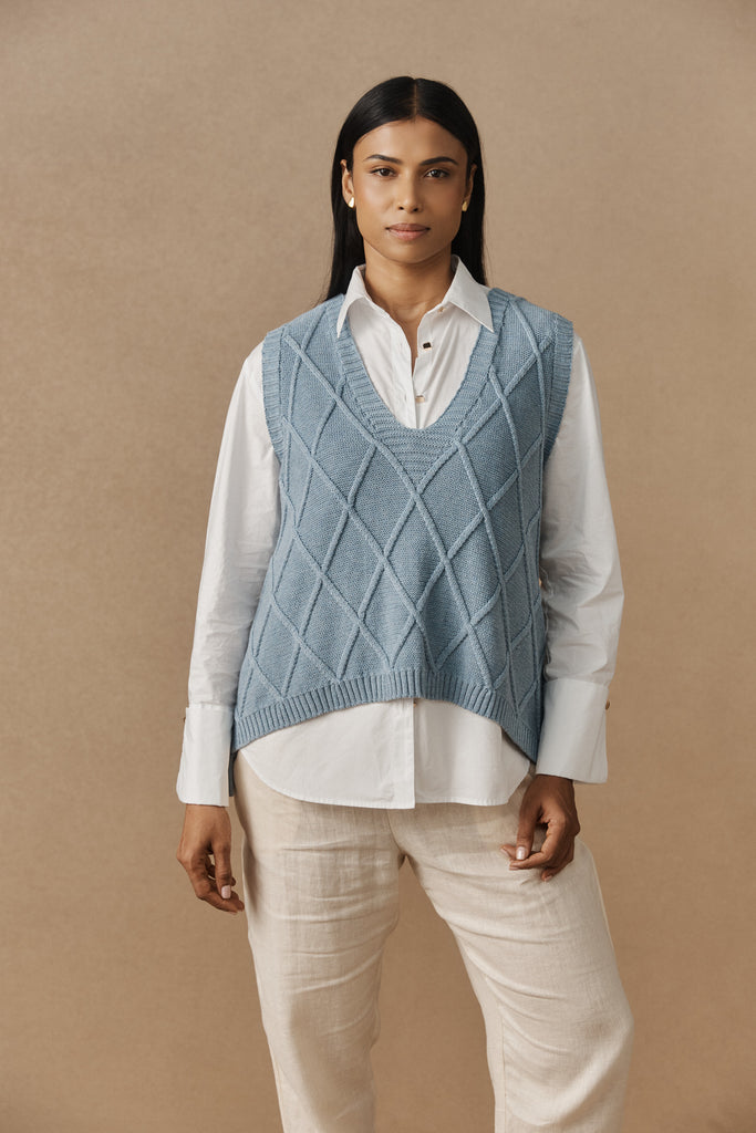 Liora Knit Vest - Lake