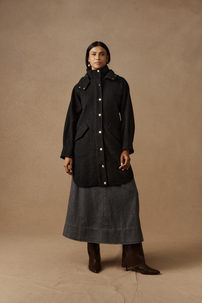 Sable Hood Jacket - Char