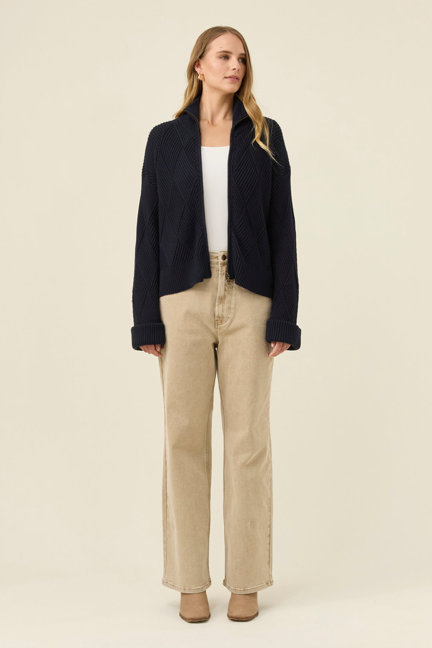 Sadie Zip Jumper - Navy