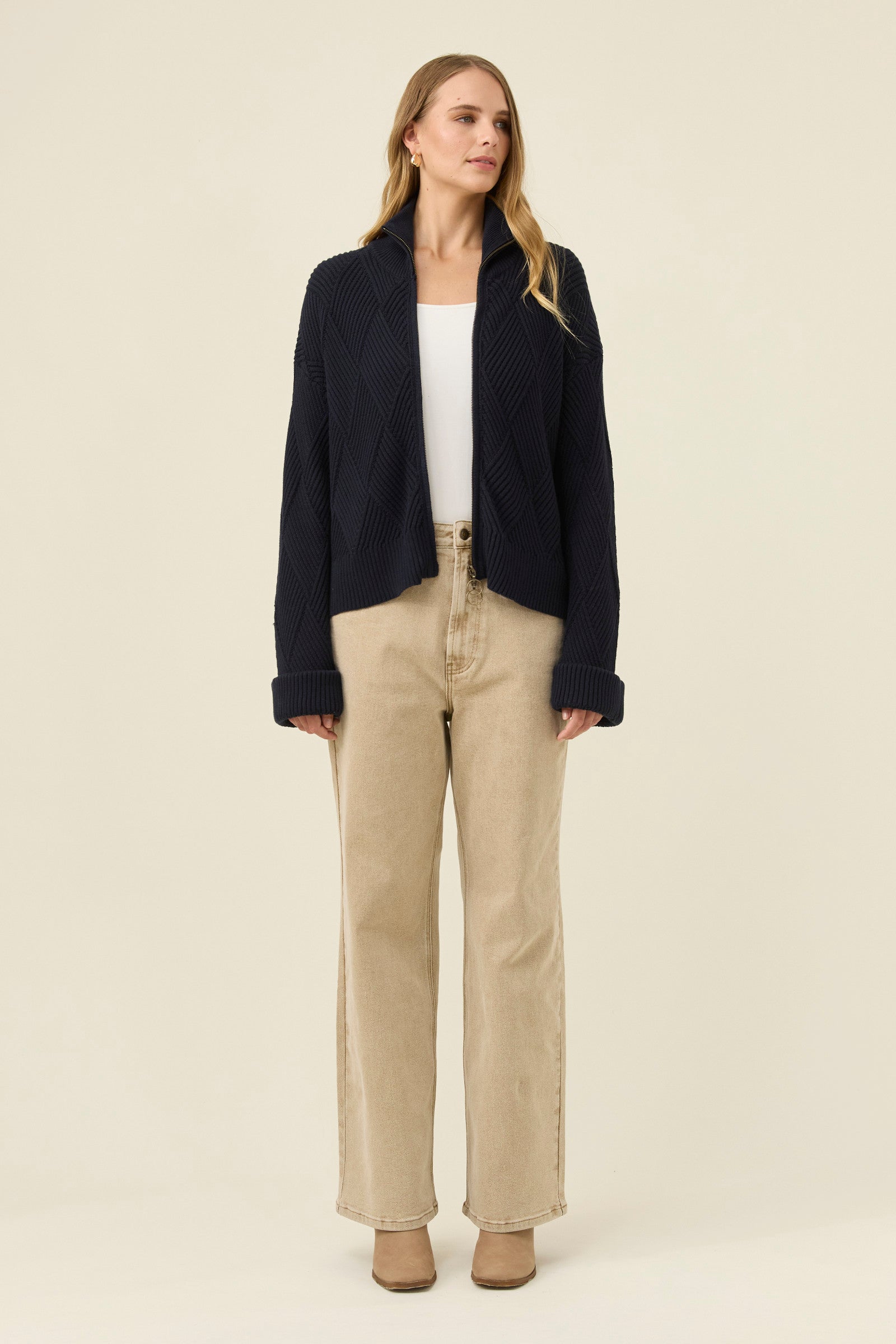 Sadie Zip Jumper - Navy