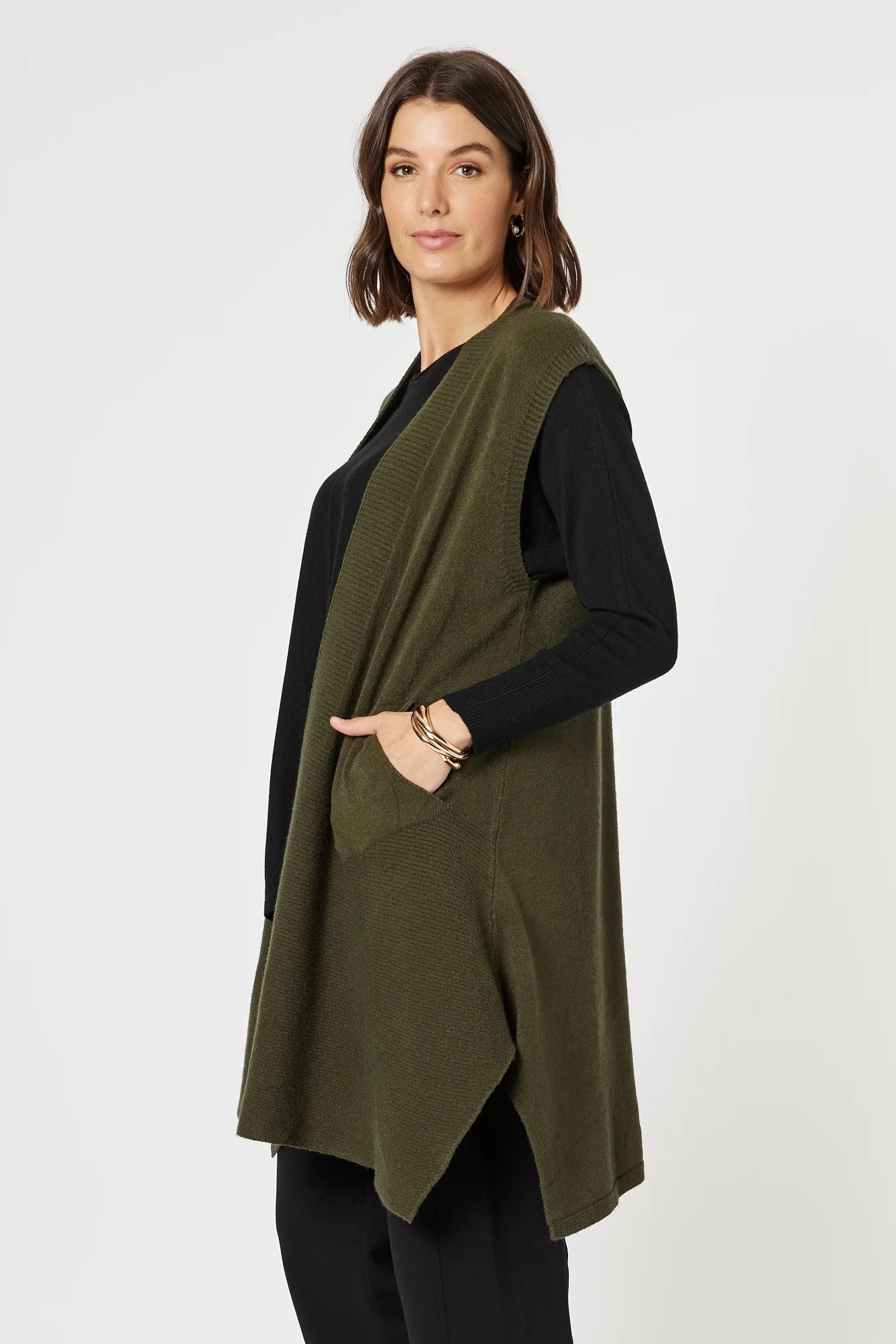 Casa Knit Vest - Khaki