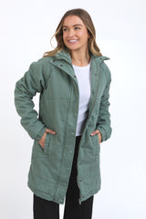 Rosalee Longline Jacket - Washed Green