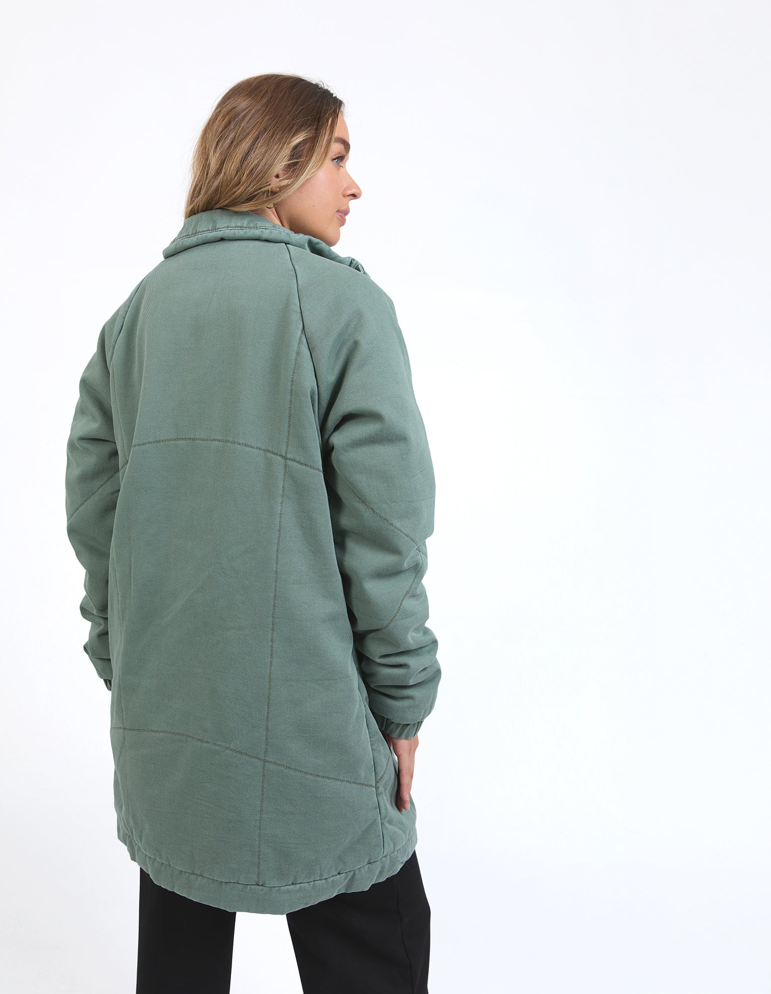 Rosalee Longline Jacket - Washed Green