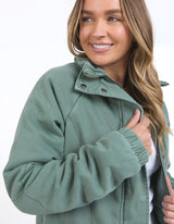 Rosalee Longline Jacket - Washed Green