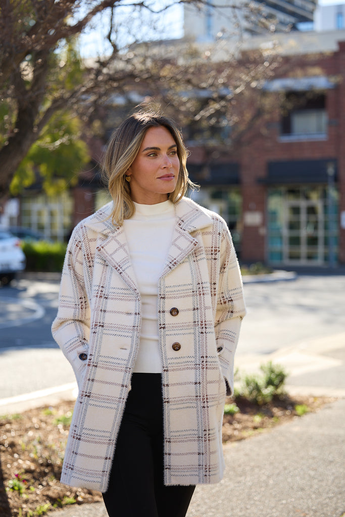 Marshall Knit Jacket - Beige Check