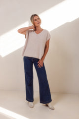Angora Boxy Vest - Oatmeal