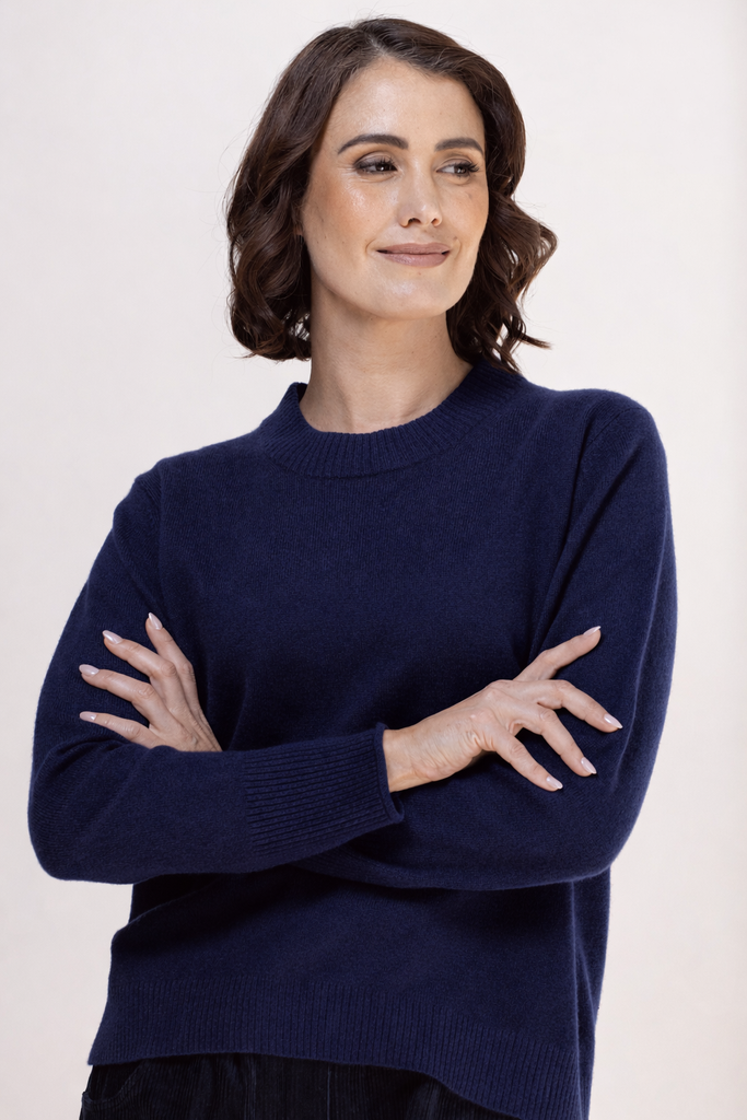 Merino Crew Neck Sweater - Navy