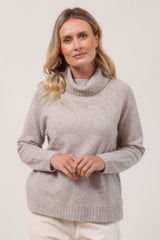 Merino Roll Neck Sweater - Wheat