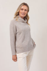Merino Roll Neck Sweater - Wheat