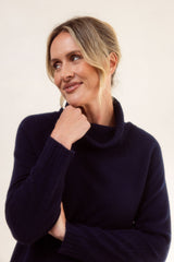 Merino Roll Neck Sweater - Navy