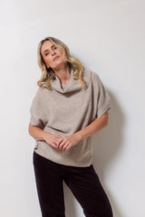 Wool Cowl Neck Top - Oat Marle