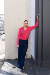 Polo Fluffy Knit Cardigan - Raspberry