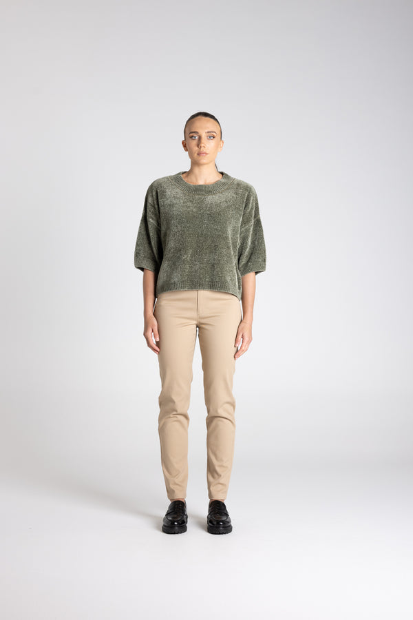 Chenille Knit Top - Khaki