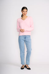 Fluffin Cute V Sweater - Barely Pink