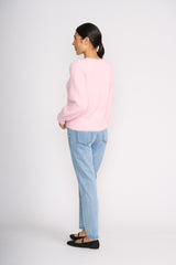 Fluffin Cute V Sweater - Barely Pink