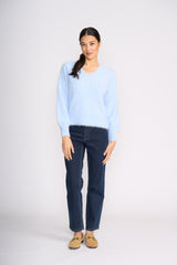 Fluffin Cute V Sweater - Sky