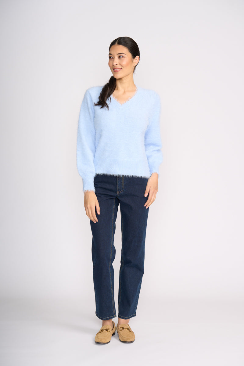 Fluffin Cute V Sweater - Sky
