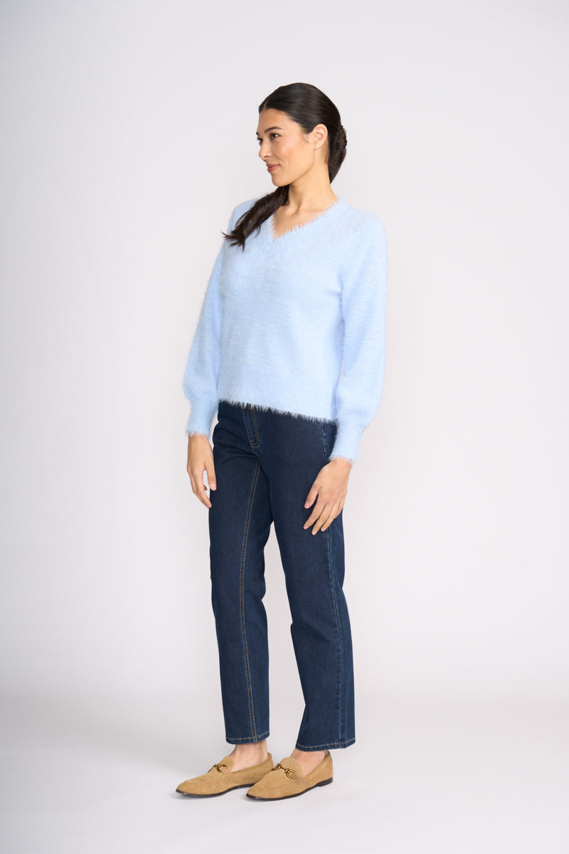 Fluffin Cute V Sweater - Sky