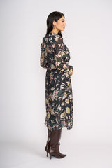 Pipe Up Shirt Dress - Shadow Leaf