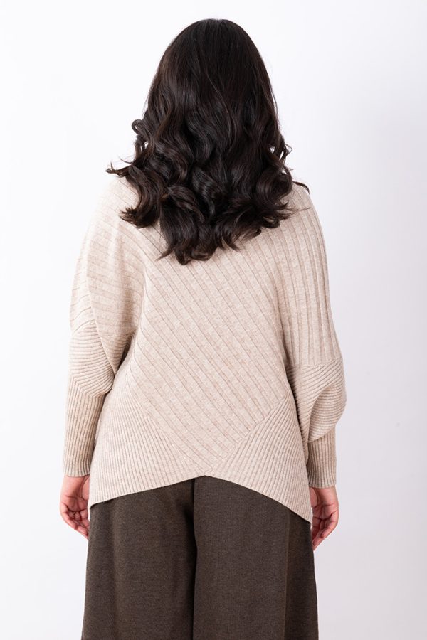 Cotton Ribbed Poncho One Size - Natural