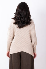 Cotton Ribbed Poncho One Size - Natural