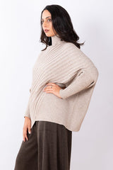 Cotton Ribbed Poncho One Size - Natural