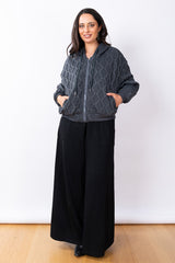 Quilted Zip Hoodie One Size - Charcoal