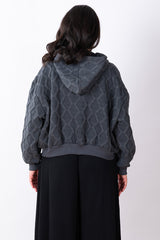 Quilted Zip Hoodie One Size - Charcoal