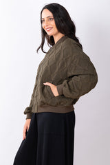 Quilted Zip Hoodie One Size - Dark Khaki