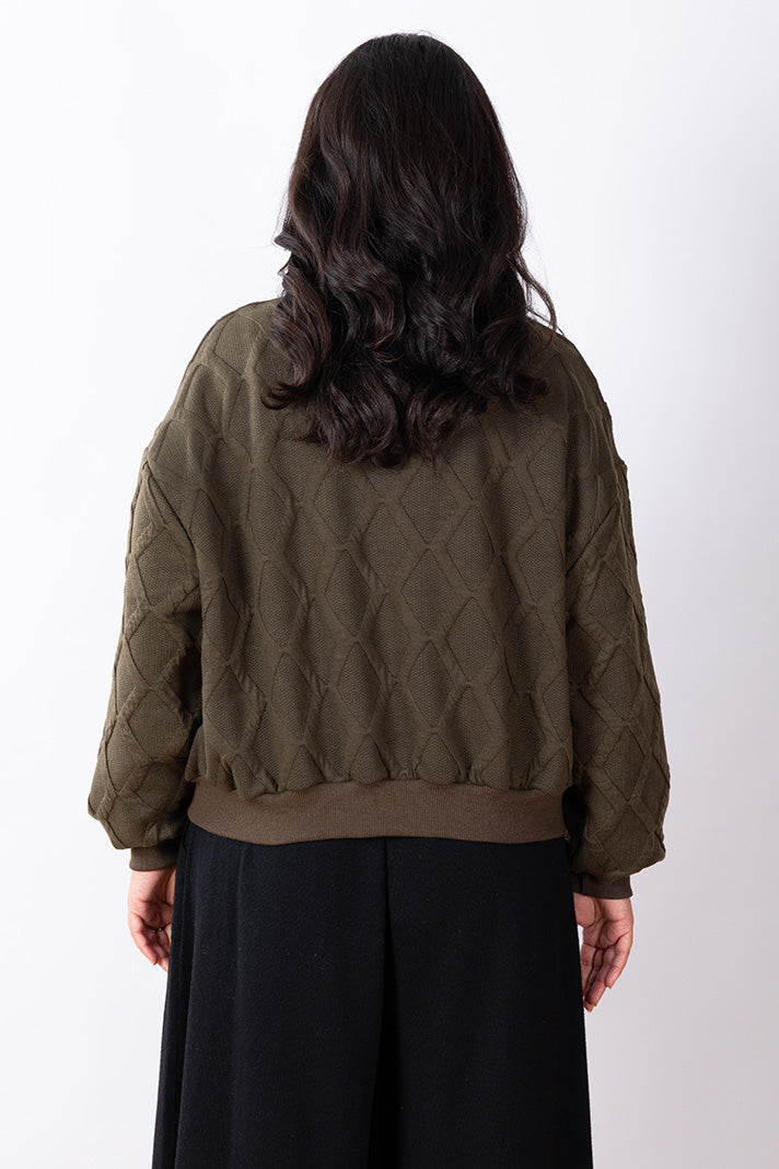 Quilted Zip Hoodie One Size - Dark Khaki