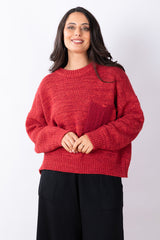 Patch Pocket Knit Jumper O/S - Sienna Red