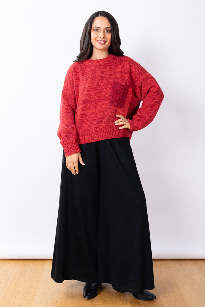 Patch Pocket Knit Jumper O/S - Sienna Red