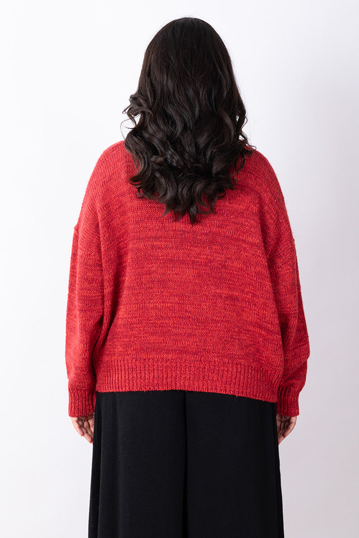 Patch Pocket Knit Jumper O/S - Sienna Red