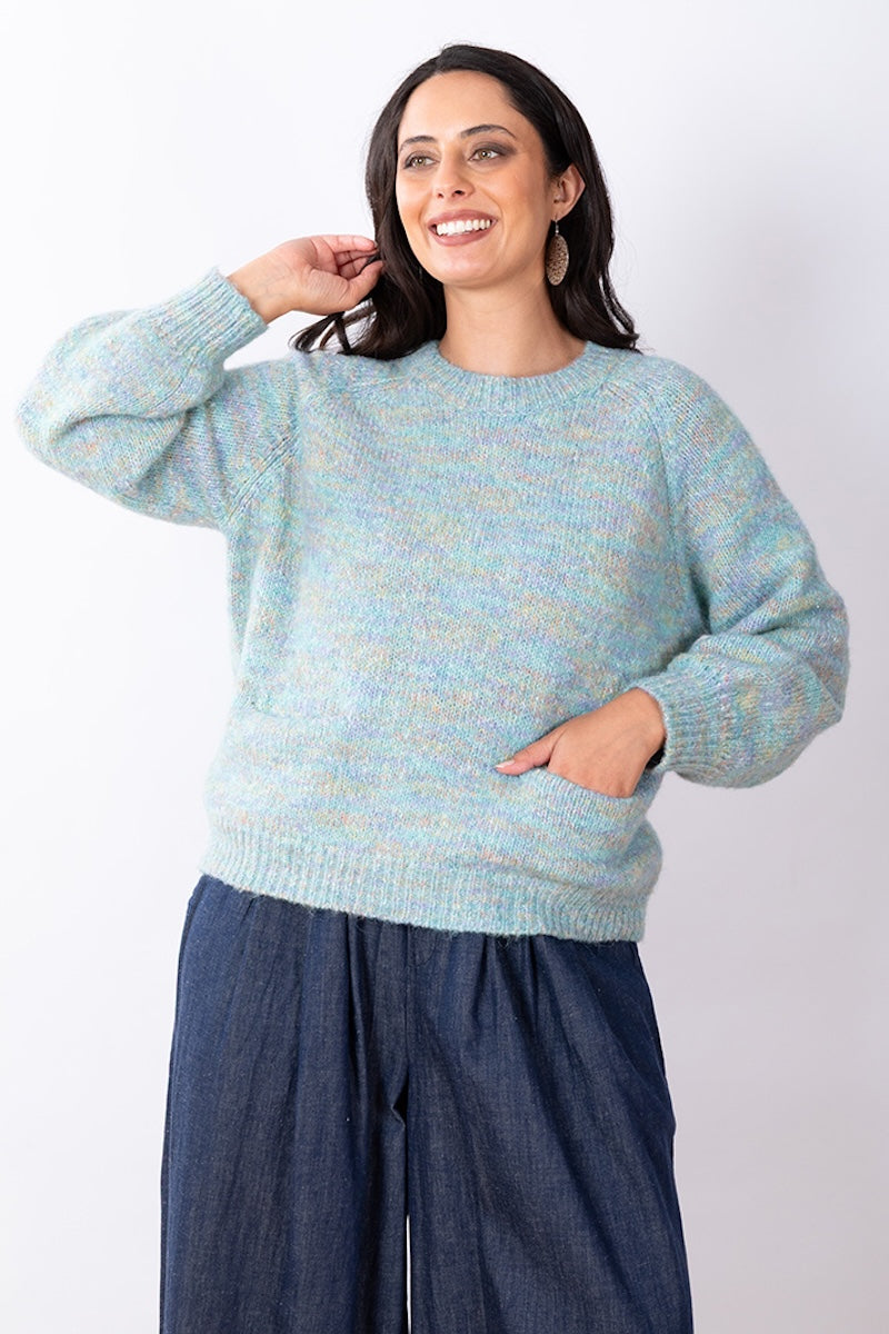 Pocket Crew Knit - Sky Marle